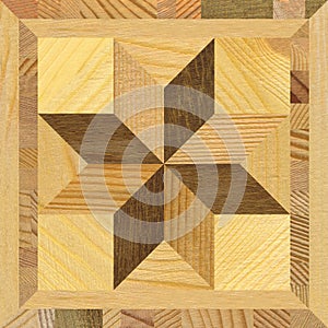 Wooden marquetry can be patterns created from the combination of pine and walnut wood, wooden floor, parquet, cutting board