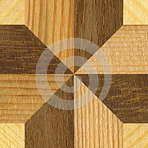 Wooden marquetry can be patterns created from the combination of pine and walnut wood, wooden floor, parquet, cutting board