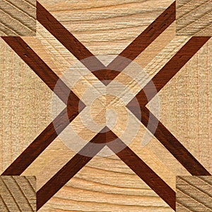 Wooden marquetry can be patterns created from the combination of pine wood, wooden floor, parquet, cutting board