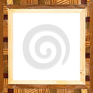 Wooden marquetry frame, wooden frame made of a combination of different woods