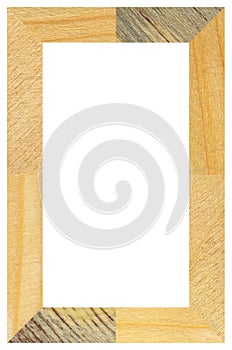 Wooden marquetry rectangle pine frame, wooden frame made of a combination of different woods