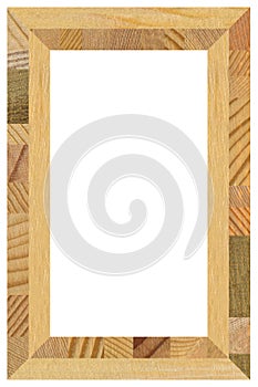 Wooden marquetry square pine walnut frame, wooden frame made of a combination of different woods