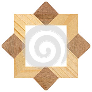 Wooden marquetry square pine walnut frame, wooden frame made of a combination of different woods