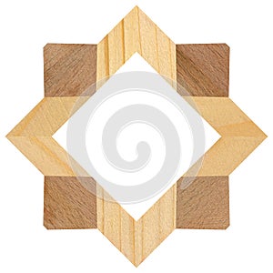 Wooden marquetry square pine walnut frame, wooden frame made of a combination of different woods