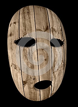 Wooden mask 3d illustration