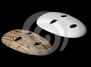 Wooden mask 3d illustration