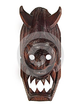 WOODEN MASK WITH HORNS