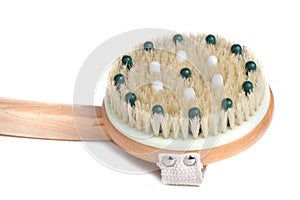 Wooden massager with natural bristle