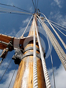 Wooden mast ship