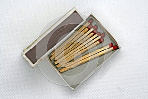 Wooden matches. Small box of wooden matches.