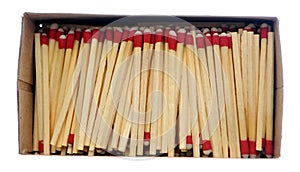 Wooden matchsticks in box
