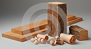 Wooden materials are displayed generated photo
