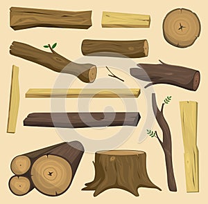 Wooden materials tree log cabin isolated vector isolated