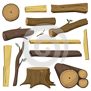 Wooden materials tree logs vector isolated photo