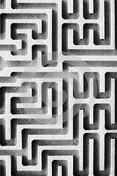 wooden maze pattern, seen from above, macro, object and concept