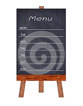 Wooden menu display Sign, Frame restaurant message board, Isolated on white background.