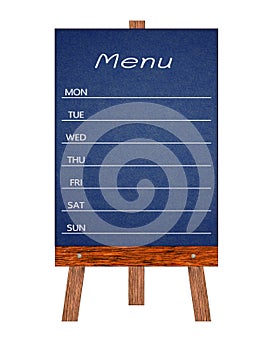 Wooden menu display Sign, Frame restaurant message board, Isolated on white background.