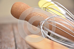 Wooden and metal cookings utensils