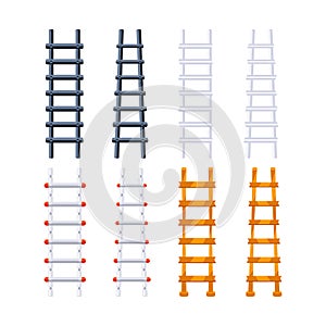 Wooden and metal Stairs or Step Ladders for housekeeping. Collection Ladders.