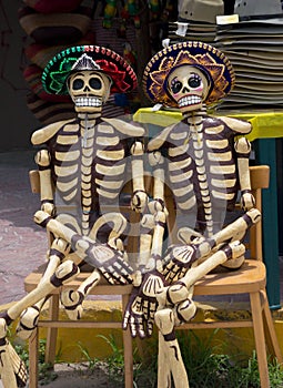 Wooden Mexican Skeletons