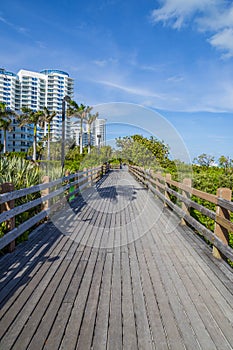 Wooden miami beach boardwalk, Florida