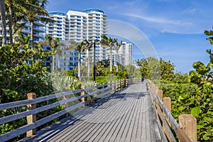 Wooden miami beach boardwalk, Florida