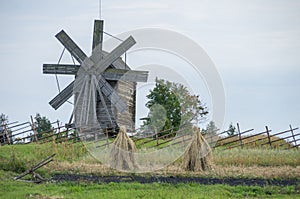 Wooden mil in historical orthodox museum Kizhi. Island Karelia O