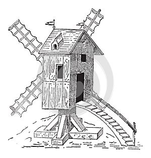 Wooden Mill, vintage engraving