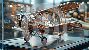 Wooden Model of a Plane on Display