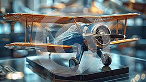 Wooden Model of a Plane on Display