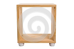 Wooden module shelf isolated on white background.