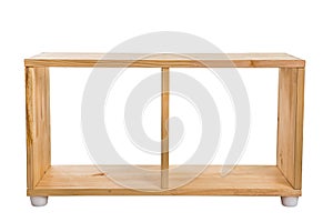 Wooden module shelf isolated on white background.