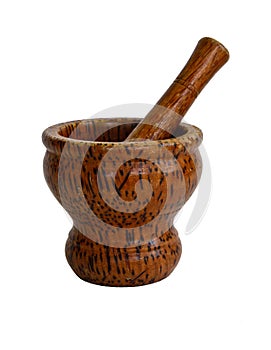 Wooden mortar and pestle