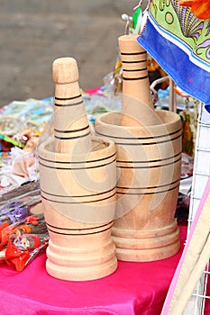 Wooden mortars and pestles