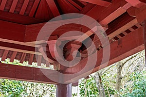 Wooden mortise and tenon roof structure of traditional Chinese architecture