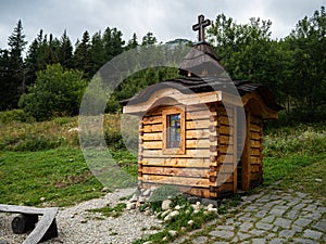 Wooden mountain chapel at Hrebienok