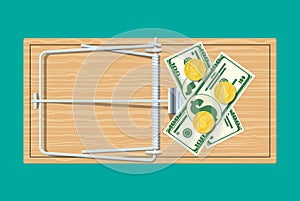 Wooden mouse trap with money