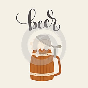 Wooden mug of beer