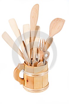 Wooden Mug With Spoons