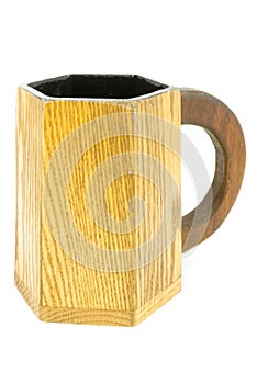 Wooden mug on white