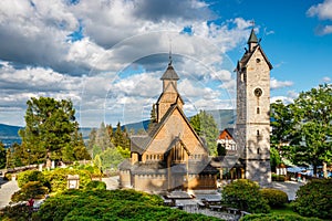 Wooden norwegian temple Wang in Karpacz, southern Poland