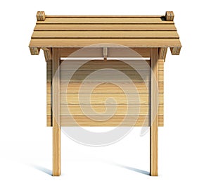 Wooden notice board, park billboard, 3d rendering