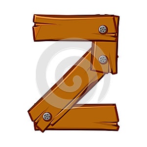 Wooden number 2. Cartoon wooden plank in Two digit