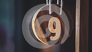 Wooden Number 9 In Coffee Shop