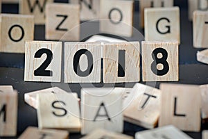 Wooden numbers 2018, new year