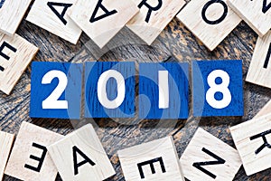 Wooden numbers 2018, new year