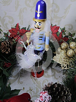 Wooden Nutcracker and ballerina Christmas tradtion