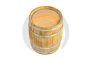 Wooden oak barrel on white background. Clipping path