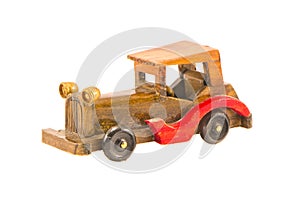 Wooden old car model isolated