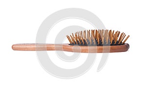 Wooden old comb on blackground